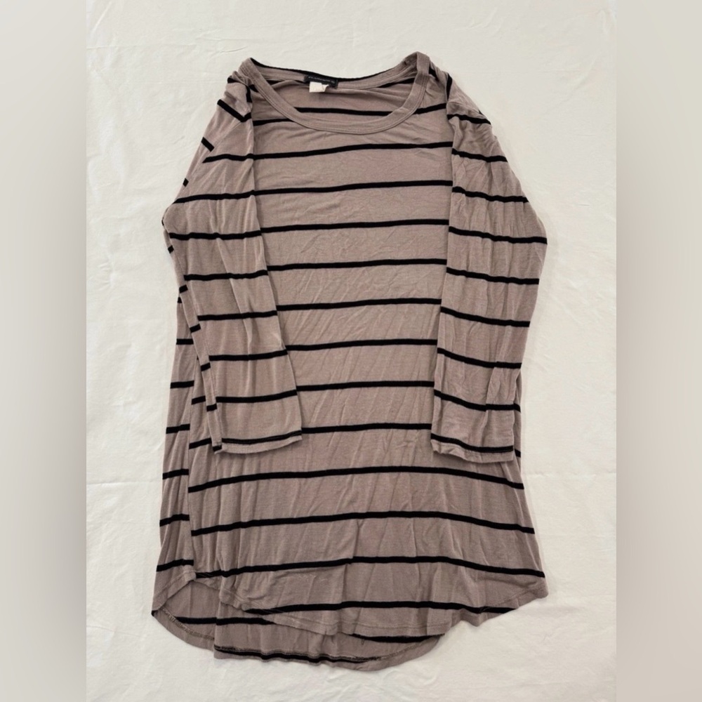 Brown And Black Striped Women’s 3/4 Sleeve Plus Size XL Blouse